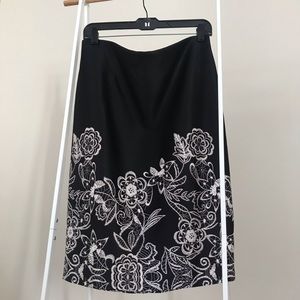 Black skirt with white floral design